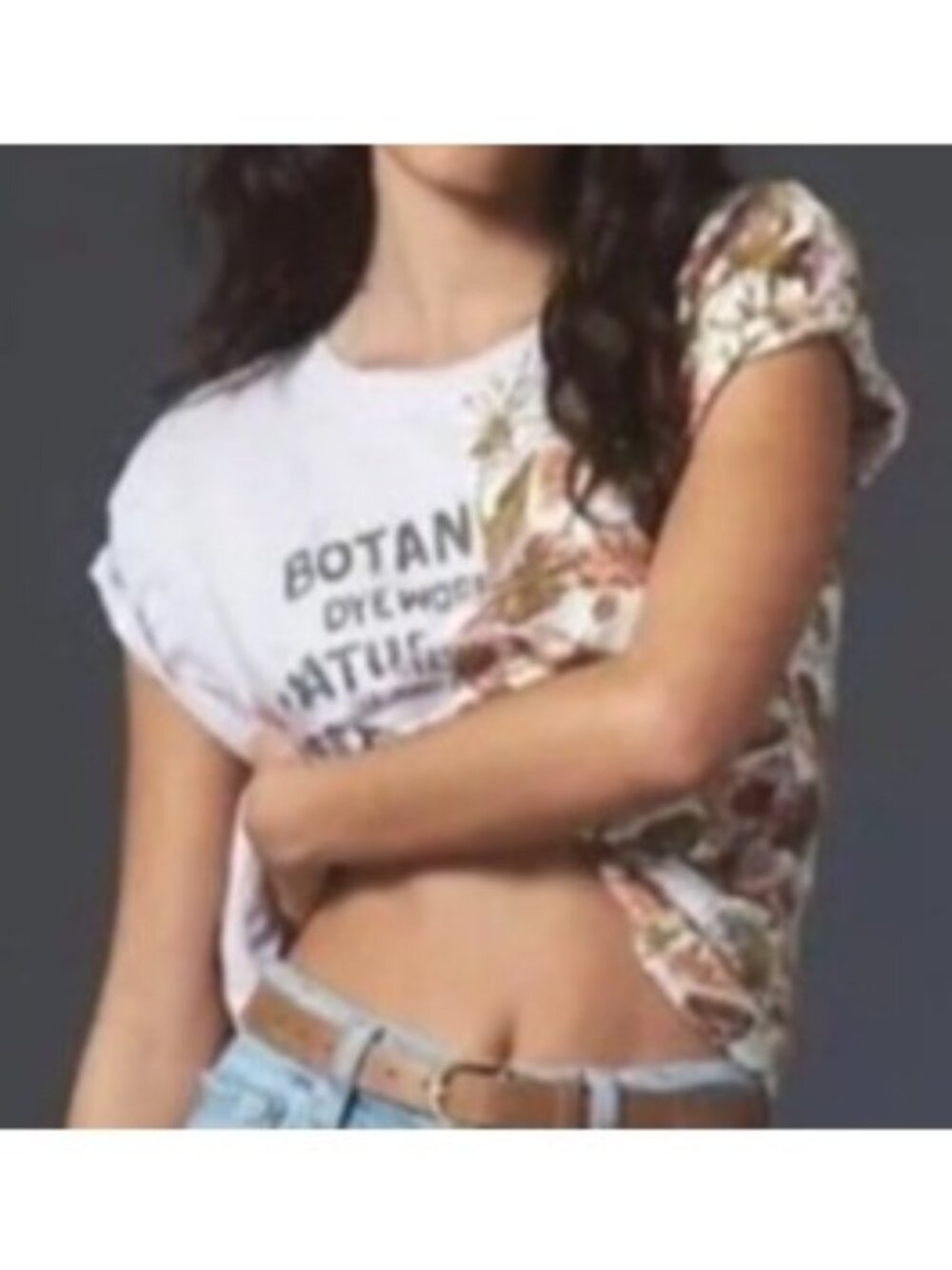 Pilcro Women's Sz Small Botanical Print Block Tee Regenerative